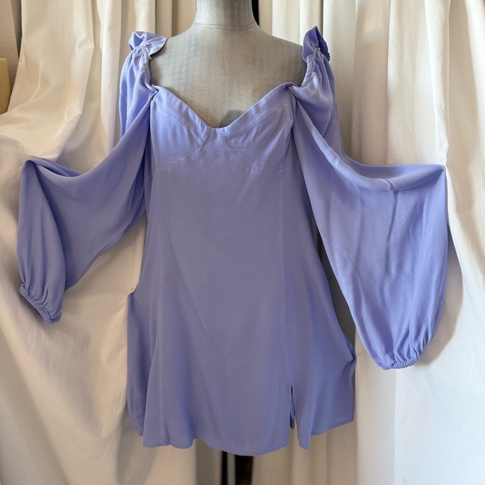 Aritzia Wilfred Novella Long Sleeve Mini Dress in Soft Iris Size 16